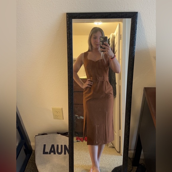 banana republic burnt orange dress Banana Republic FIT-AND-FLARE MIDI DRESS, Size L Burnt Orange